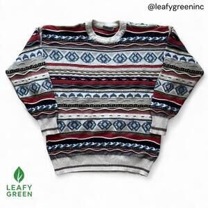 Lorenzo Beige Diamond Pattern Coogi Style Sweater Knit Jumper M German Cotton